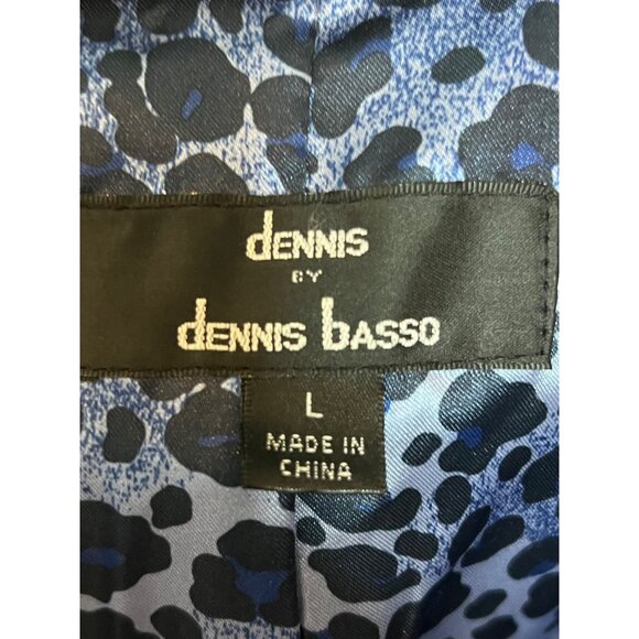 Dennis Basso Women Leather Jacket Large Purple-Blue Button Long Sleeve Pockets - Picture 12 of 12